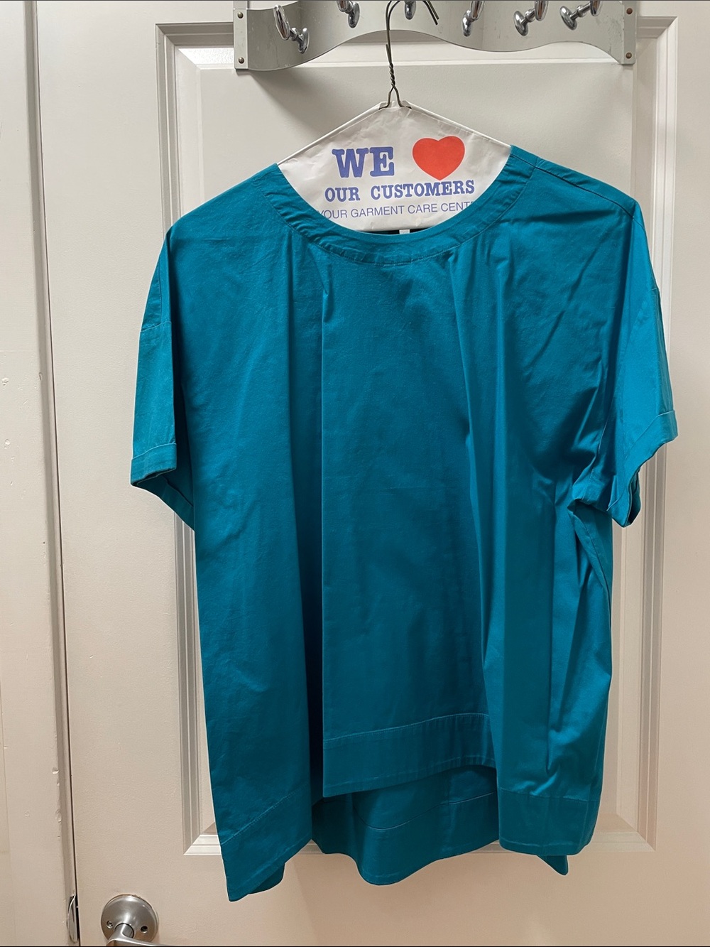 Eileen Fisher Teal Short Sleeve Crewneck Tee
